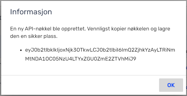 Tripletex – opprett nøkkel