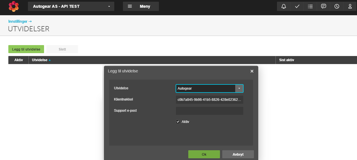 PowerOffice – velg Autogear i listen